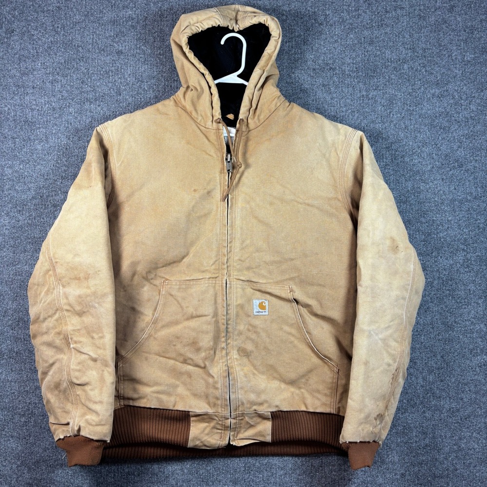 Vtg 90s Carhartt Jacket Mens Large J140 BRN Duck Canvas Quilted Lined Made USA